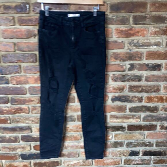 SO Black Wash Denim Vintage Vibe High Rise Ankle Skinny Jeans Women's Size 9/29W - Picture 1 of 7